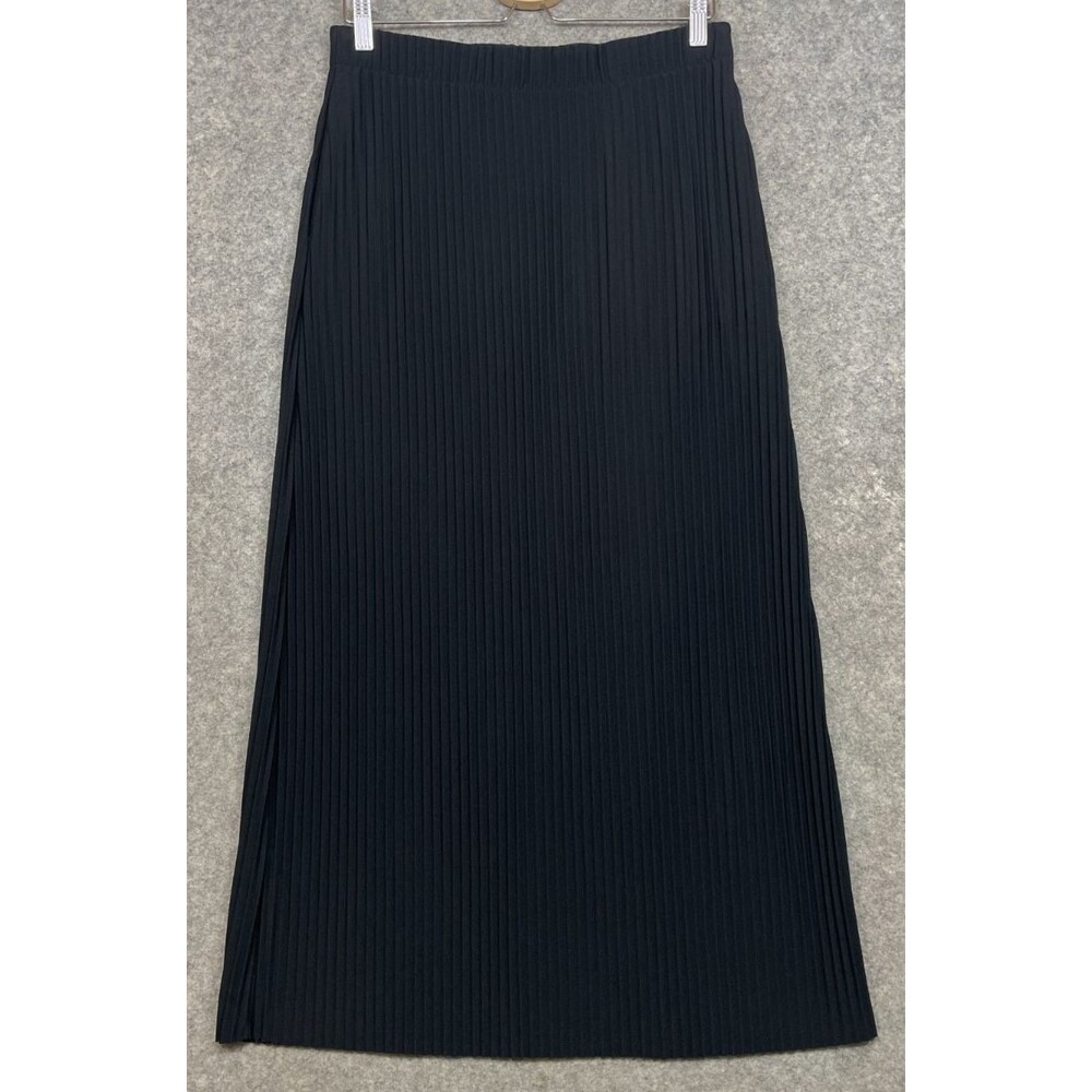 Aritzia Babaton Accordion Pleated Maxi Skirt Womens L Black Pull On Minimalist